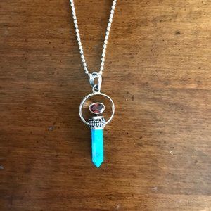 LAST ONE! Garnet Turquoise silver pendant